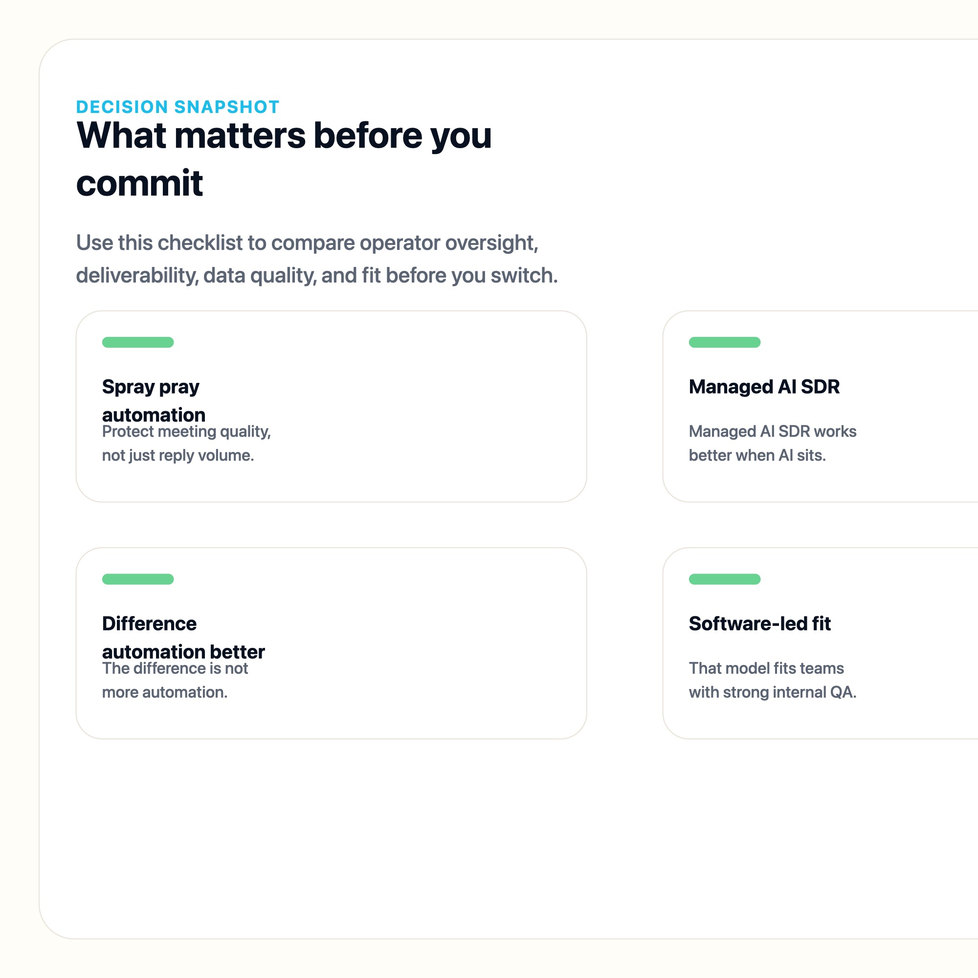 Why Managed AI SDR Beats Spray-and-Pray Automation decision snapshot