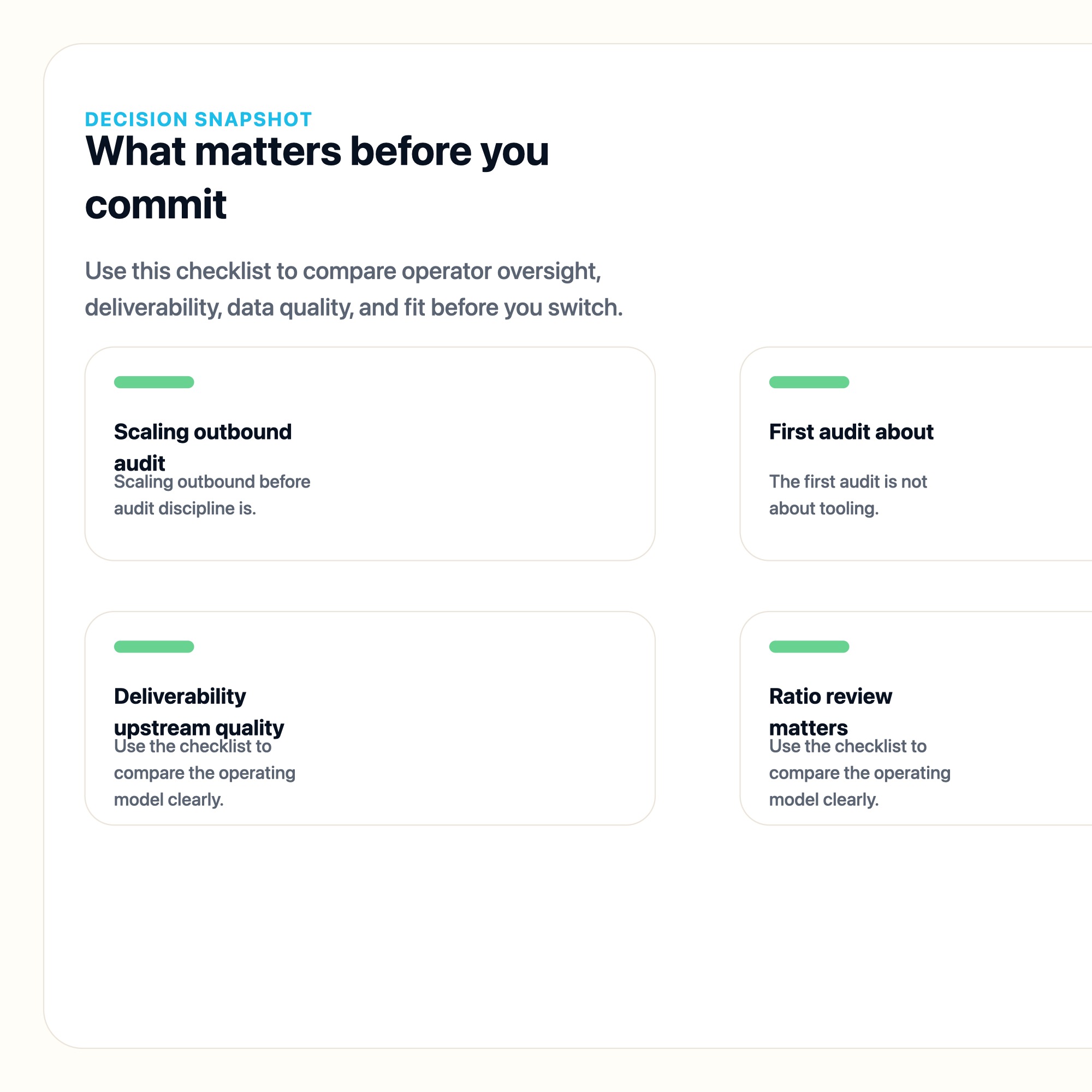 How Convert Audits Outbound Before Scaling It decision snapshot