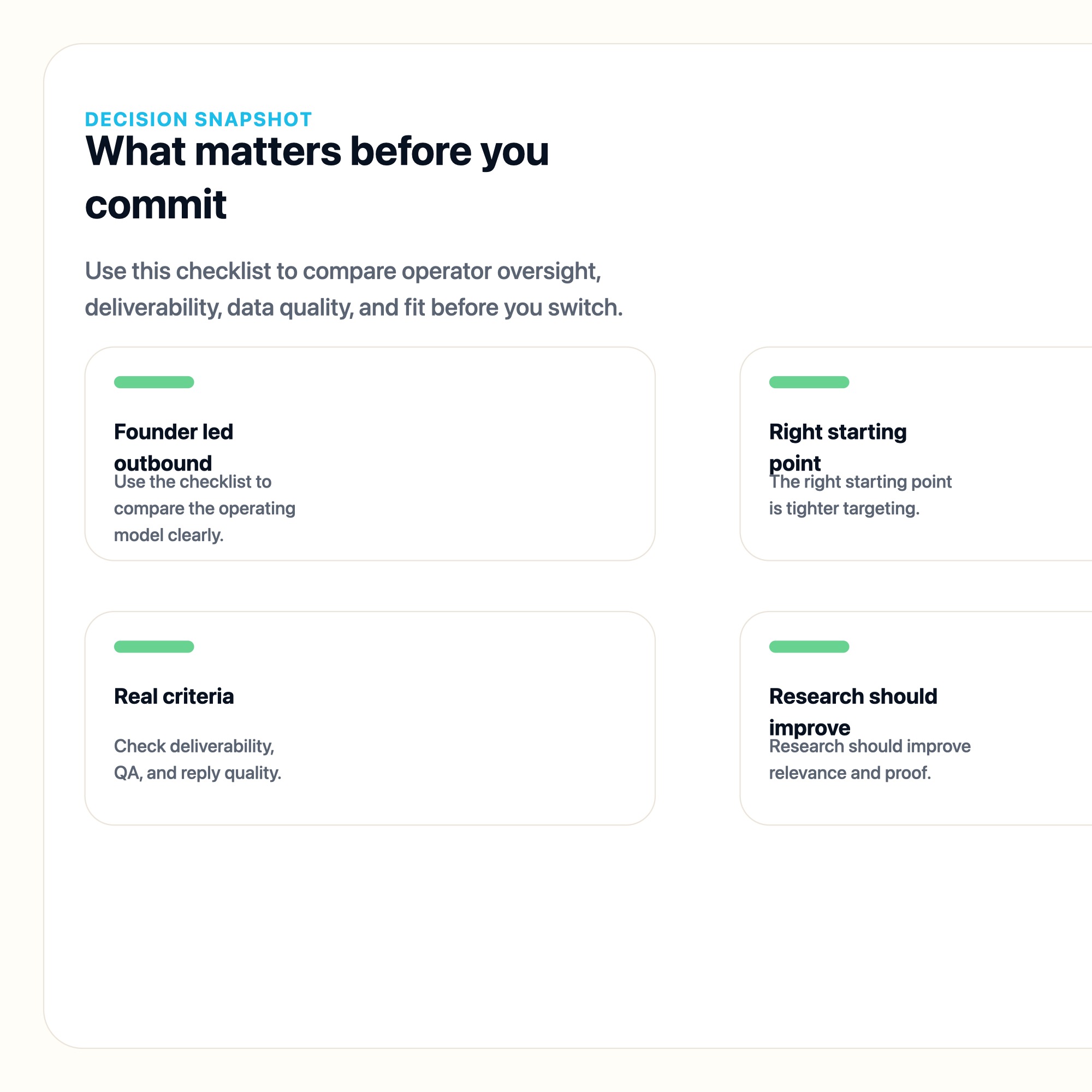 AI Outbound Playbook for Founder-Led Sales Teams decision snapshot