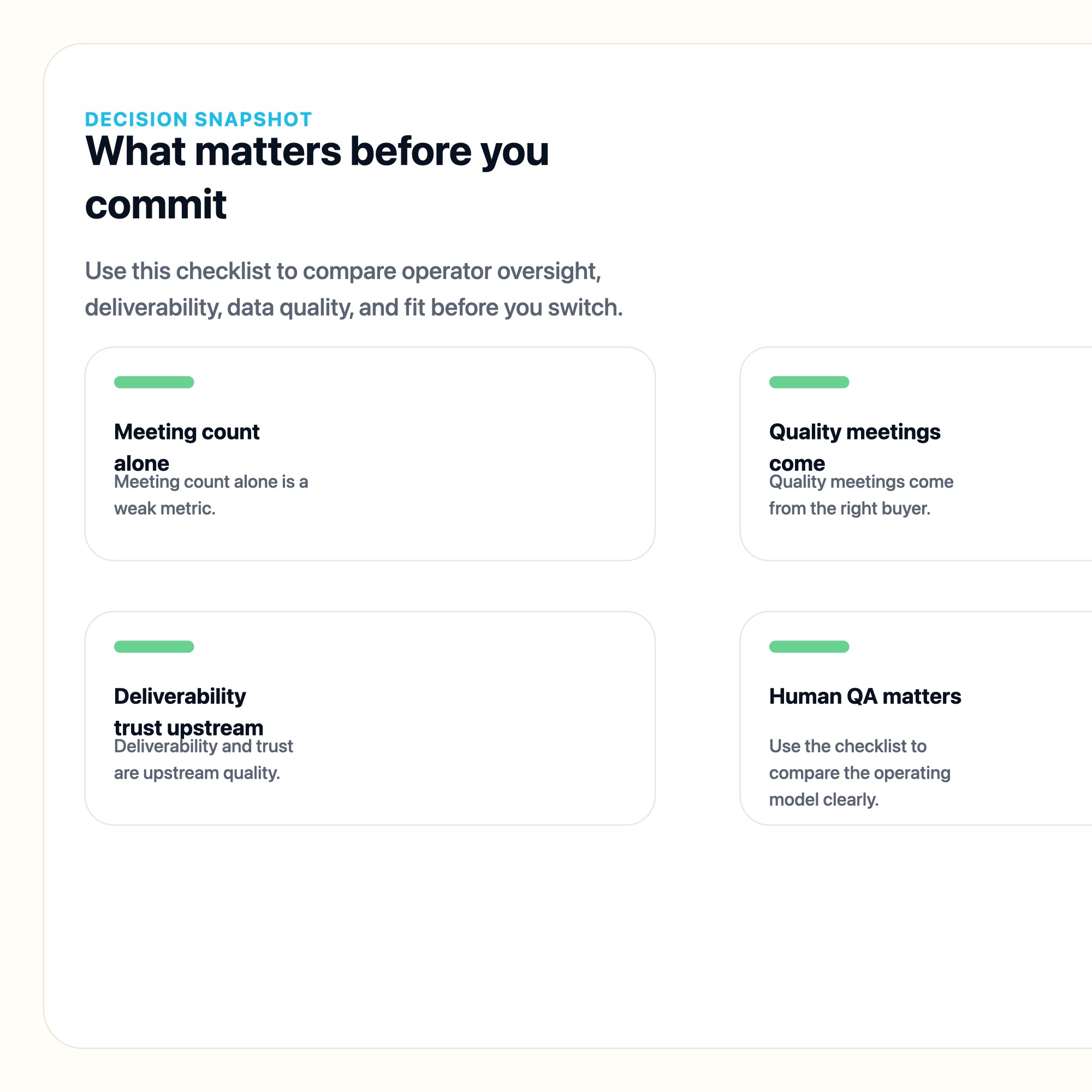 What Quality Meetings Look Like in Managed AI Outbound decision snapshot