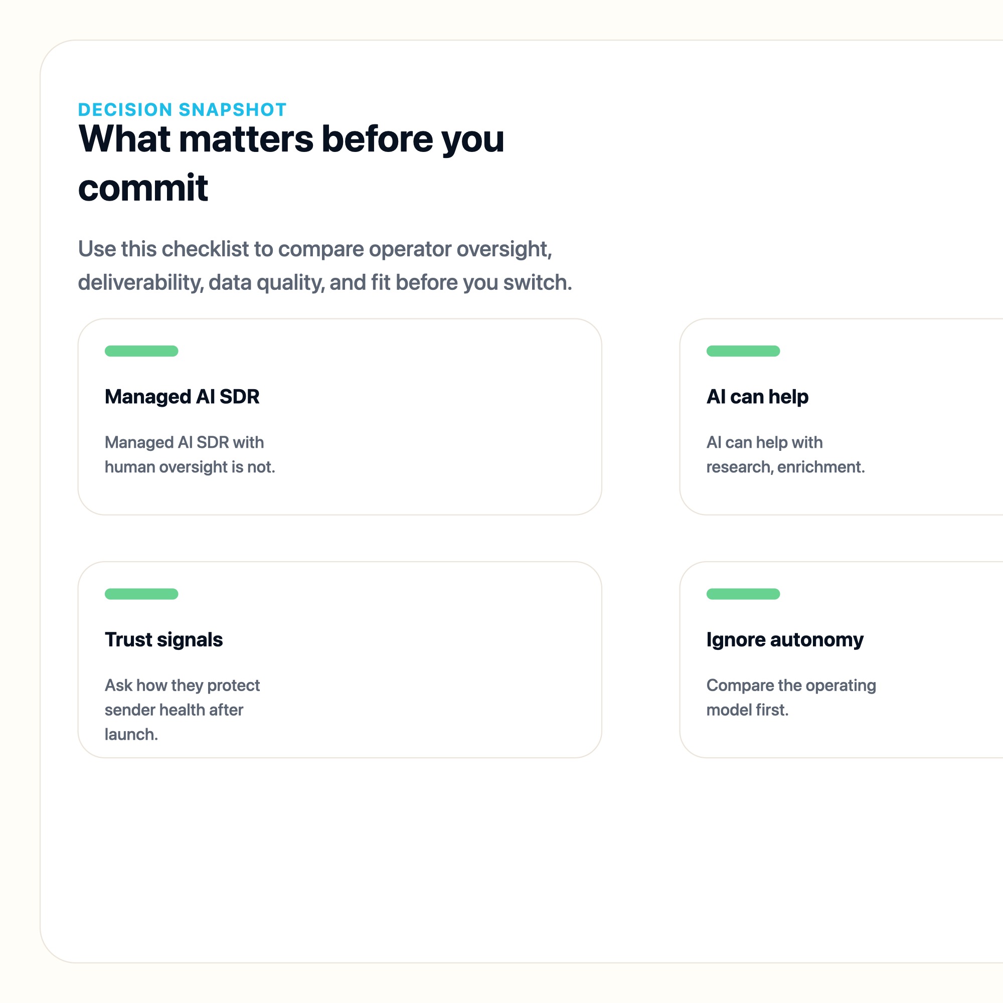 What Managed AI SDR With Human Oversight Actually Means decision snapshot