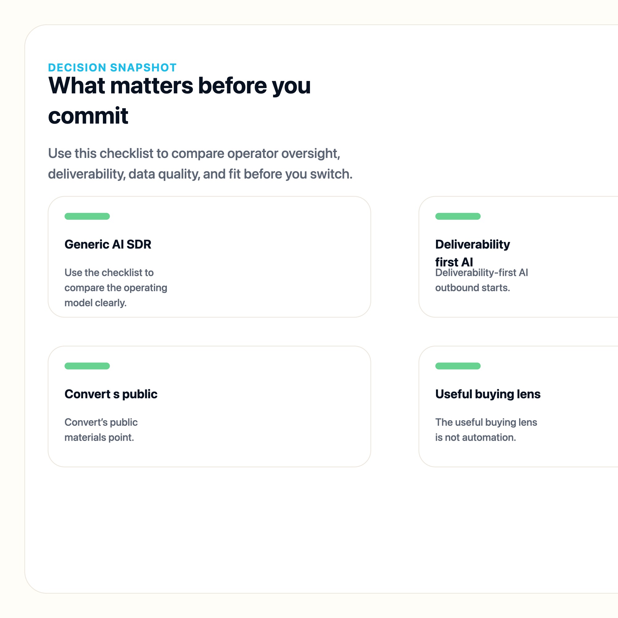 Why Deliverability-First AI Outbound Beats Generic AI SDR Automation decision snapshot