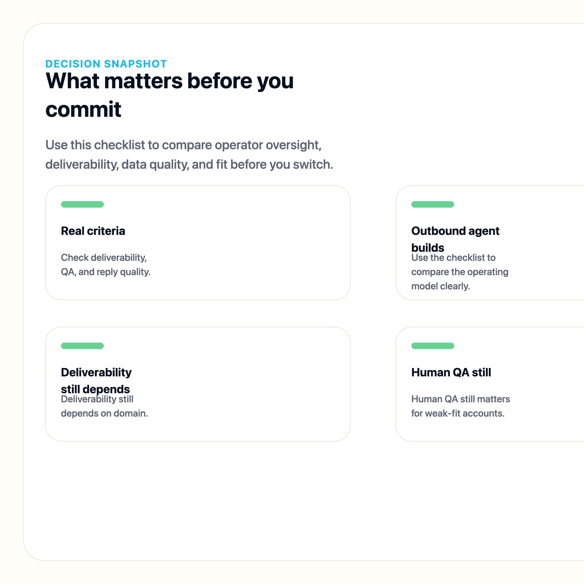 How to Build Outbound Agents Without Hurting Deliverability decision snapshot